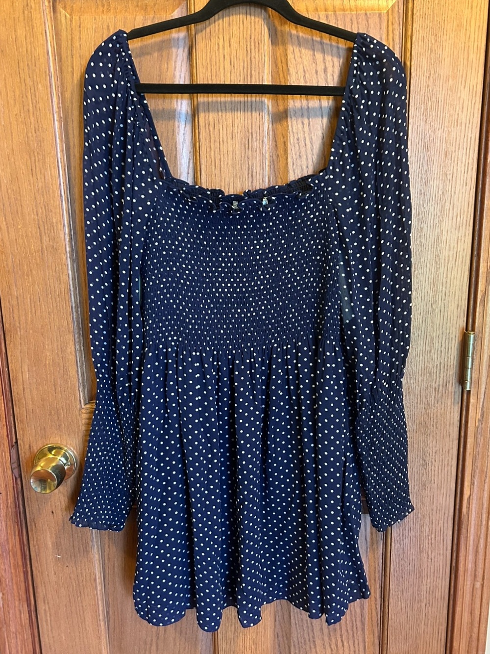 Hill House Home The Grace Mini Nap Dress Navy Polka Dot New With Tags Size L